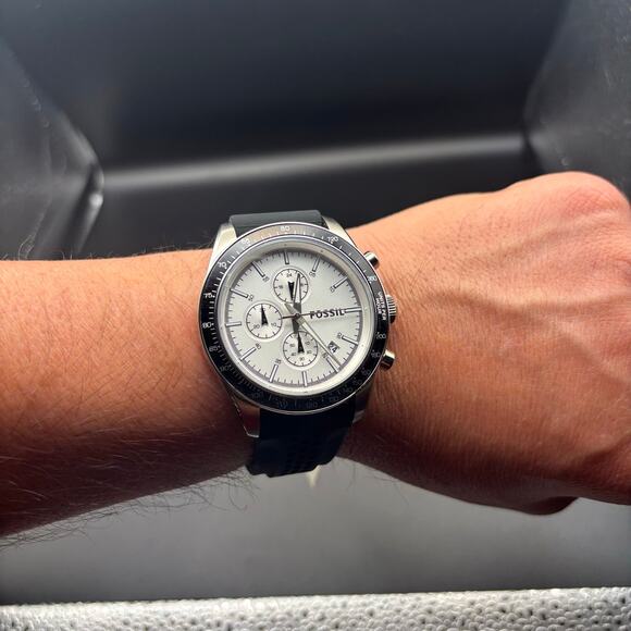 Fossil Autocross BQ2068 Mens Chronograph Stainless Steel Black Silicone Strap - Picture 11 of 17